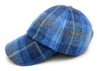 Blue Check Tweed Baseball Cap | One Size Adjustable | Made in Scotland