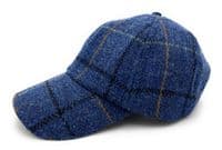 Blue Overcheck Harris Tweed Baseball Cap | Unisex Adjustable Hat