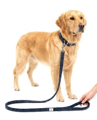 Blue Overcheck Harris Tweed Dog Lead