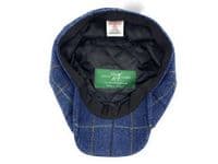 Blue Overcheck Harris Tweed Newsboy Cap | Made in Scotland | S–XXL