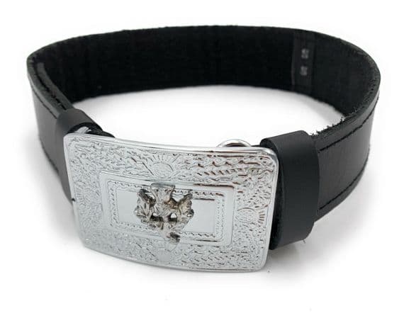 Boys Black Leather Kilt Belt & Thistle Buckle Online