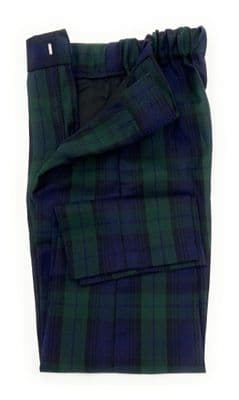 Boys Black Watch Regular Tartan Trousers Elasticated Waistband