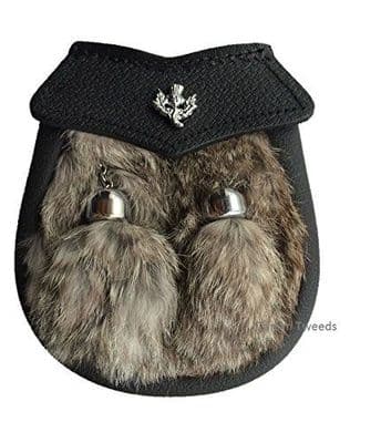 BOYS FUR SEMI DRESS SPORRAN THISTLE EMBLEM GREY