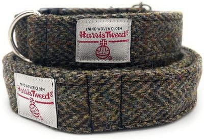 Brown Herringbone Harris Tweed Dog Collar And Lead Set