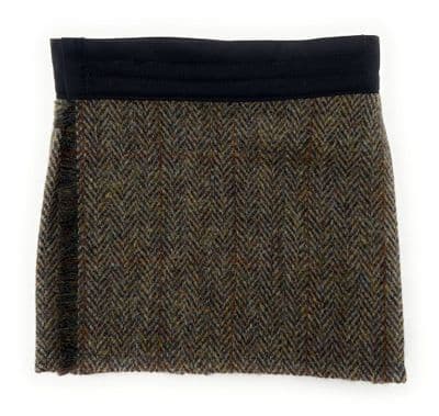 Brown Herringbone Harris Tweed Wool Baby Adjustable Kilt