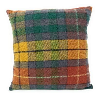 Buchanan Antique Wool Tartan  Square Cushion Cover Made in Scotland