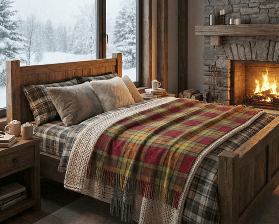 Buchanan Autumn Wool Large Tartan Blanket  Throw Rug