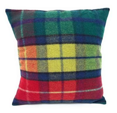 Buchanan Modern Wool Tartan  Square Cushion Cover Made in Scotland