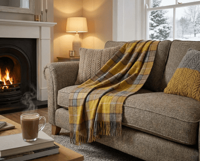 Buchanan Natural Wool Large Tartan Blanket Throw Rug