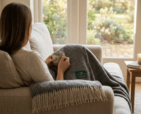 Charcoal Herringbone 100% Wool Large Blanket Throw