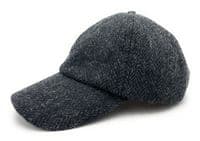 Charcoal Herringbone Harris Tweed Cap | One Size Adjustable