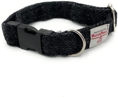 Charcoal Herringbone Harris Tweed Dog Collar