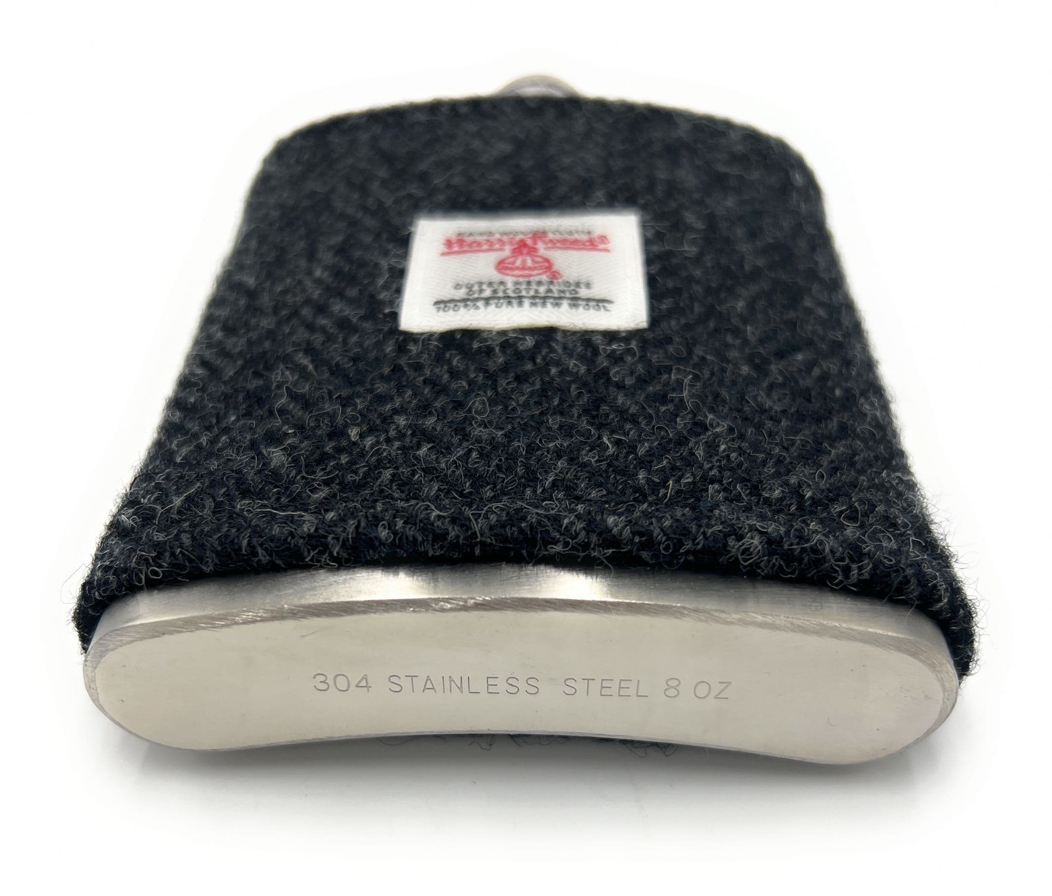 Charcoal Herringbone Harris Tweed Hip Flask 8oz