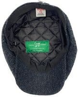 Charcoal Herringbone Harris Tweed Newsboy Cap | S–XXL
