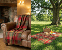Dark Maple Wool Large Tartan Blanket Throw Rug