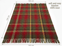 Dark Maple Wool Large Tartan Blanket Throw Rug
