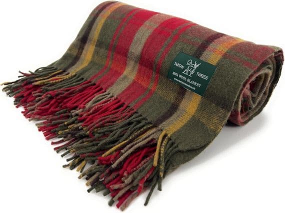 Dark Maple Wool Large Tartan Blanket Throw Rug