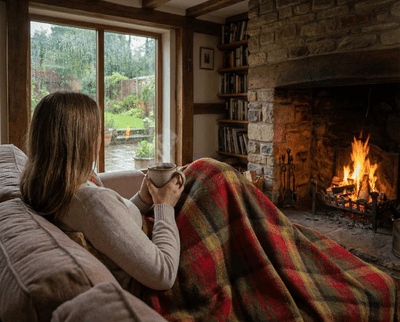 Dark Maple Wool Large Tartan Blanket Throw Rug