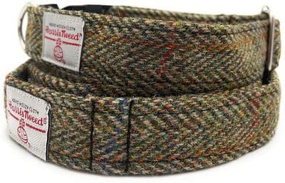 Green Herringbone Harris Tweed Dog Collar And Lead Set