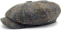 Green Herringbone Rust Overcheck Newsboy Cap | Made in Scotland