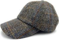 Green Herringbone Rust Overcheck Tweed Baseball Cap | One Size Adjustable