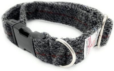 Grey Check Harris Tweed Dog Collar