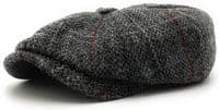 Grey Check Harris Tweed Newsboy Cap  Made in Scotland S-XXL