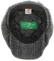 Grey Check Harris Tweed Newsboy Cap  Made in Scotland S-XXL