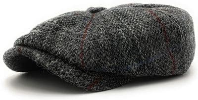 Grey Check Harris Tweed Newsboy Cap  Made in Scotland S-XXL
