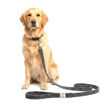 Grey Herringbone Harris Tweed Dog Lead