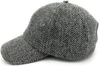 Grey Herringbone Tweed Baseball Cap | One Size Adjustable