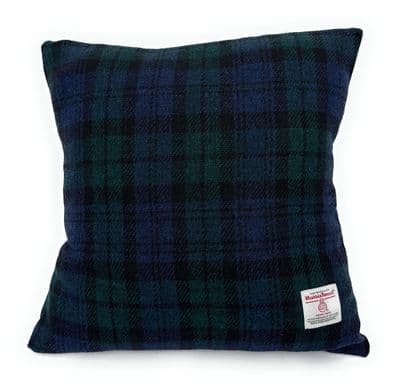 Harris Tweed Black Watch Tartan Square Cushion Cover 40 cm x 40 cm Made in Scotland