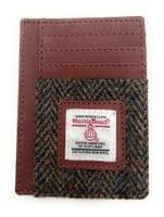 Harris Tweed Brown Herringbone Compact Card Holder Wallet ID Window Unisex