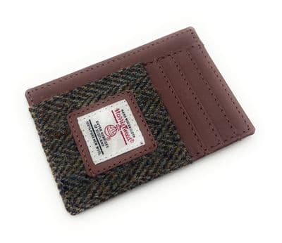 Harris Tweed Brown Herringbone Compact Card Holder Wallet ID Window Unisex