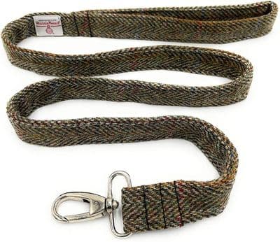Harris Tweed Dog Lead Green Herringbone