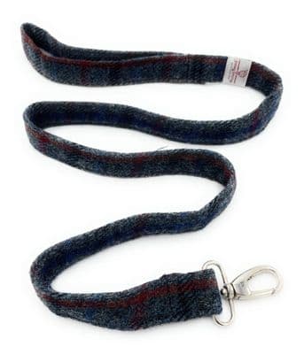 Harris Tweed Dog Lead Slate Grey Check
