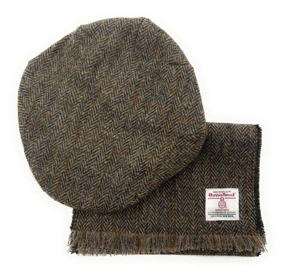 Harris Tweed Flat Cap & Scarf Set | Unisex Gift Set | Handmade in Scotland