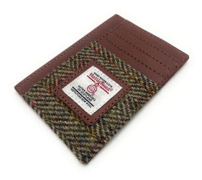 Harris Tweed Green Herringbone Compact Card Holder Wallet ID Window Unisex