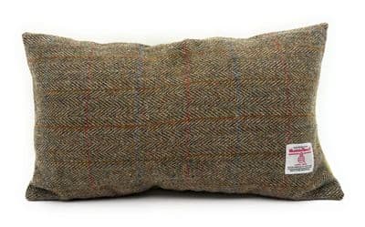 Harris Tweed Green Herringbone Rectangular Cushion Cover 44 cm x 26 cm Made in Scotland