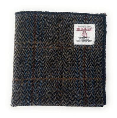 Harris Tweed Green Herringbone Rust Overcheck Handmade Pocket Square