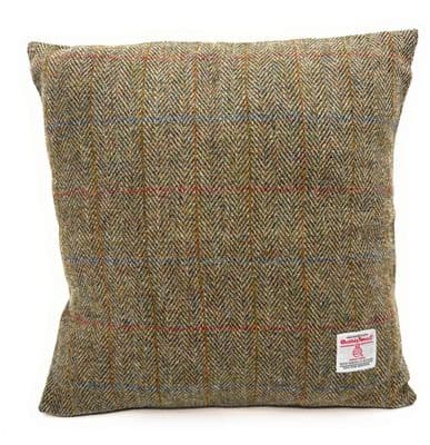 Harris Tweed Green Herringbone Square Cushion Cover 40cm x 40cm Made in Scotland