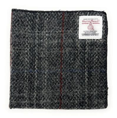 Harris Tweed Grey Check Handmade Pocket Square