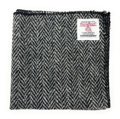 Harris Tweed Grey Herringbone Handmade Pocket Square