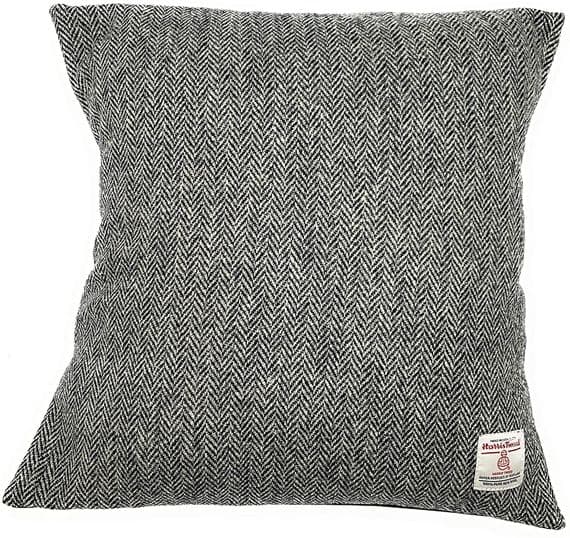 Harris Tweed Grey Herringbone Square Cushion Cover 40cm x 40cm Made in Scotland