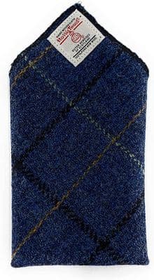 Harris Tweed Handmade Pocket Square (Blue Overcheck)