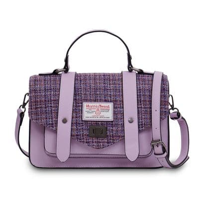 Harris Tweed Medium Satchel Violet Mini Dogtooth