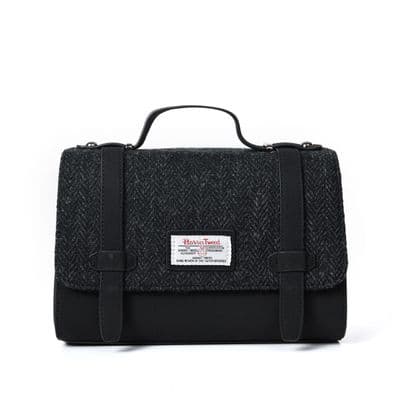 Harris Tweed Mini Satchel Charcoal Herringbone Crossbody Bag