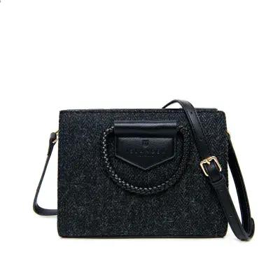 Harris Tweed Mini Tote bag Black Herringbone