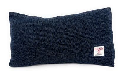 Harris Tweed Navy Herringbone Rectangular Cushion Cover 44 cm x 26 cm Made in Scotland