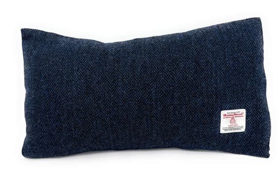 Harris Tweed Navy Herringbone Rectangular Cushion Cover 44 cm x 26 cm Made in Scotland